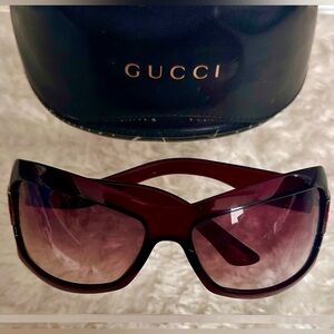 Gucci Women's Dark Red Sunglasses